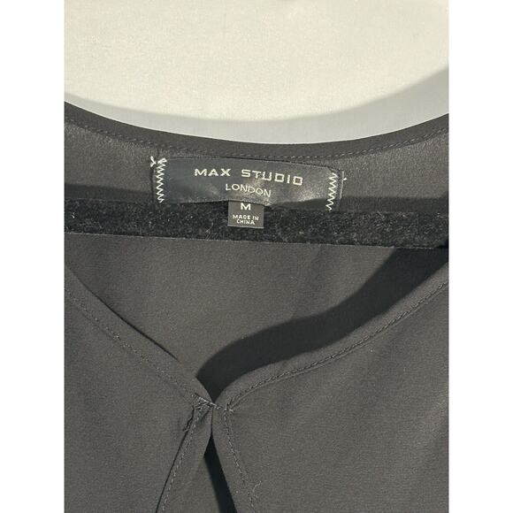 Max Studio Women's Flutter Sleeve Blouse Key Hole Black Size M - Picture 2 of 3